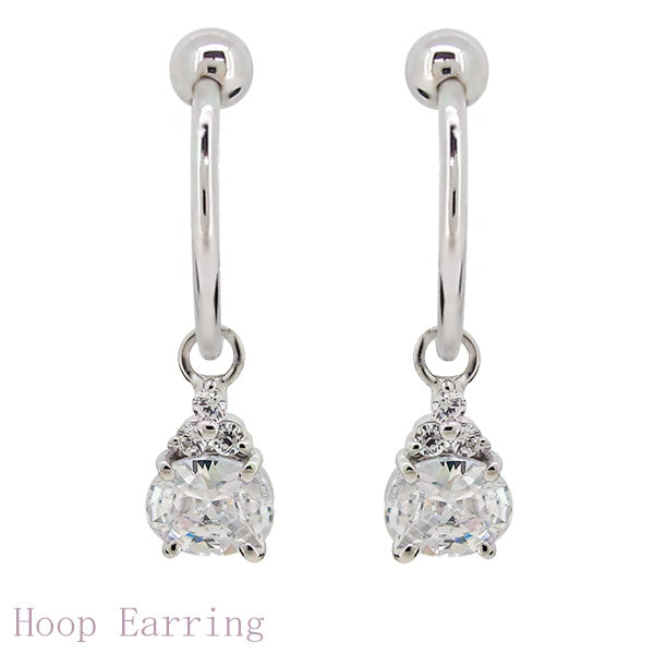 揺れる イヤーカフ レディース オーバル 大粒 フープイヤリング 選べる誕生石 Oval Hoop Earring 天然石 10金 18金 プラチナ チャーム 両耳用