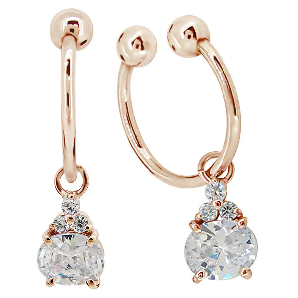 揺れる イヤーカフ レディース オーバル 大粒 フープイヤリング 選べる誕生石 Oval Hoop Earring 天然石 10金 18金 プラチナ チャーム 両耳用