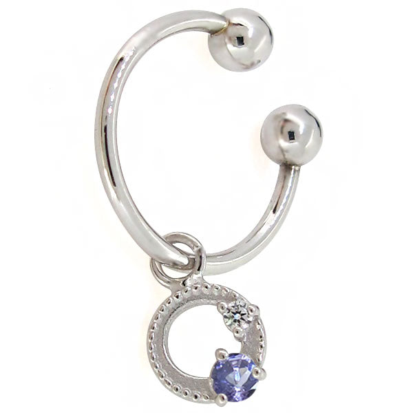 イヤーカフ レディース フープイヤリング 揺れる 月 星 選べる誕生石 Charm Hoop Earring 両耳用 天然石 k10 k18 pt900 moon star birthstone