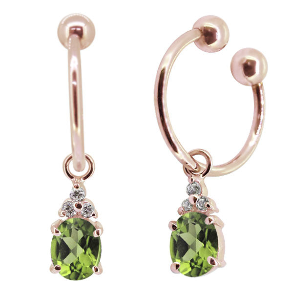 揺れる オーバル 大粒 フープイヤリング レディース イヤーカフ 選べる誕生石 Oval Hoop Earring 天然石 k10 k18 pt900 ノンホールピアス 両耳用