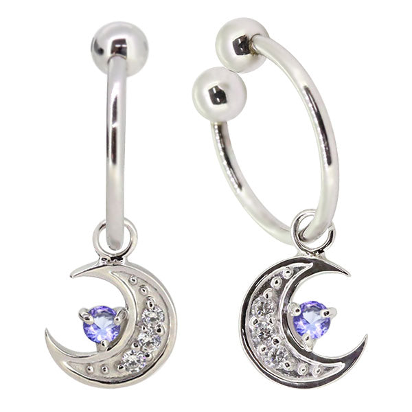 イヤーカフ レディース 揺れる 月 イヤリング 選べる誕生石 Ear Cuff 両耳用 K10 K18 PT900 天然石 Moom Hoop Earring 三日月 フープイヤリング