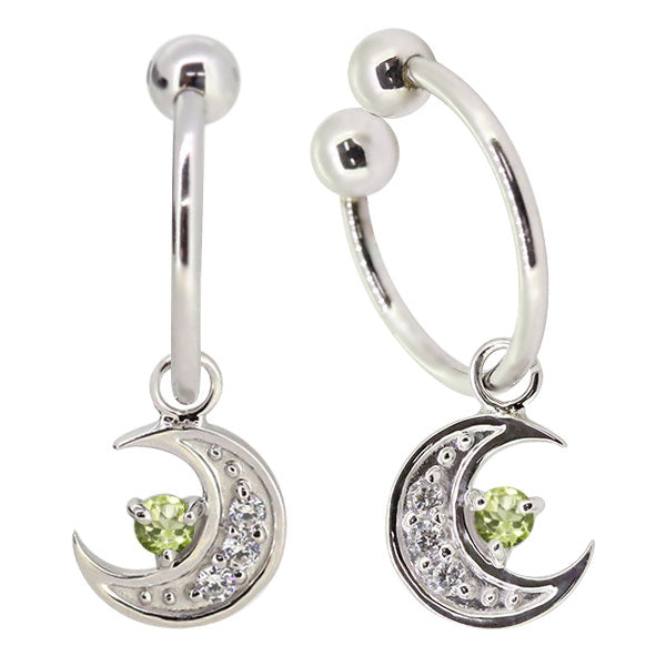 イヤーカフ レディース 揺れる 月 イヤリング 選べる誕生石 Ear Cuff 両耳用 K10 K18 PT900 天然石 Moom Hoop Earring 三日月 フープイヤリング