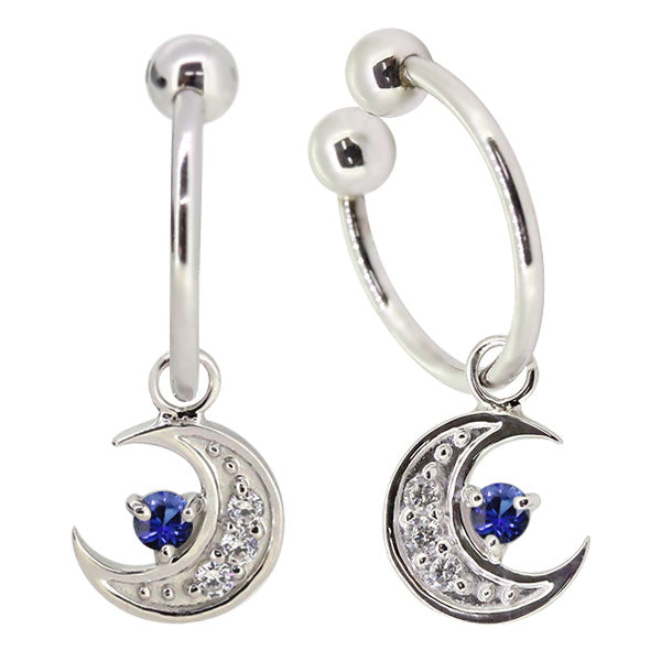 イヤーカフ レディース 揺れる 月 イヤリング 選べる誕生石 Ear Cuff 両耳用 K10 K18 PT900 天然石 Moom Hoop Earring 三日月 フープイヤリング