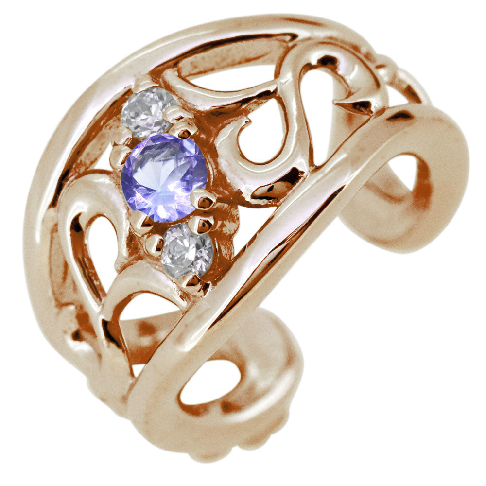 イヤリング レディース 唐草 イヤーカフ 選べる誕生石 天然石 片耳 イヤカフ 誕生石 10金 18金 プラチナ アラベスク