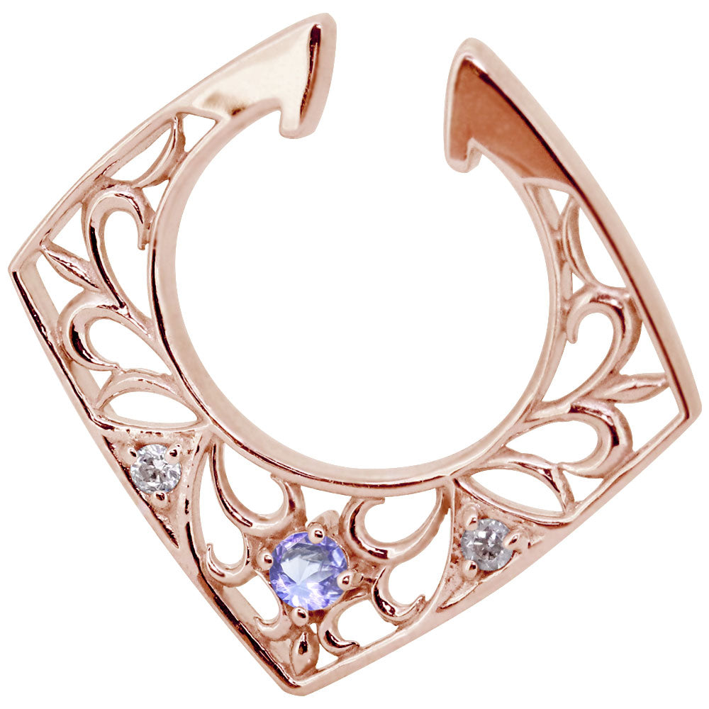 イヤーカフ 唐草 レディース 10金 18金 プラチナ 選べる誕生石 透かし模様 天然石 ダイヤモンド アラベスク 片耳