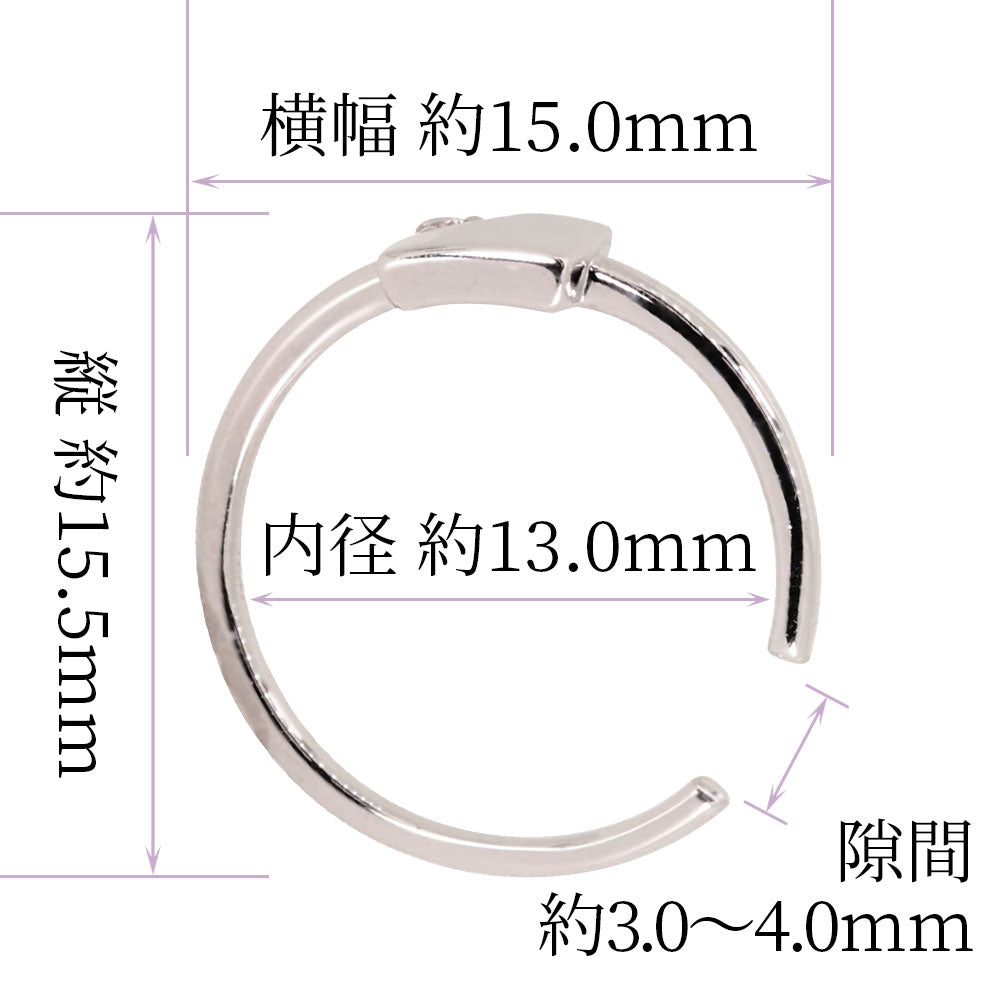 レディース イヤーカフ 四角形 幾何学 選べる誕生石 10金 18金 プラチナ ノンホールピアス 重ね付け 天然石 一粒 シンプル 細身 片耳用