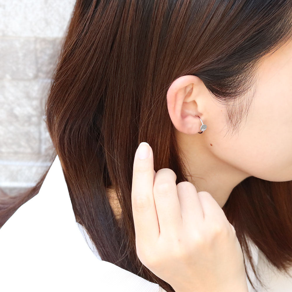 ノンホールピアス イヤーカフ レディース 幾何学 丸型 円 片耳用 重ね付け 選べる誕生石 k10 k18 pt900 一粒 天然石 誕生石 シンプル 細身