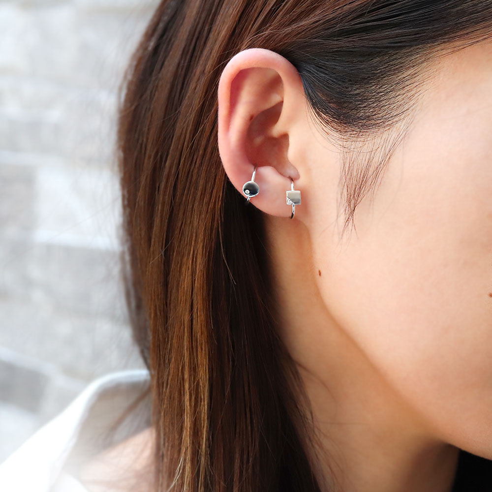 ノンホールピアス イヤーカフ レディース 幾何学 丸型 円 片耳用 重ね付け 選べる誕生石 k10 k18 pt900 一粒 天然石 誕生石 シンプル 細身