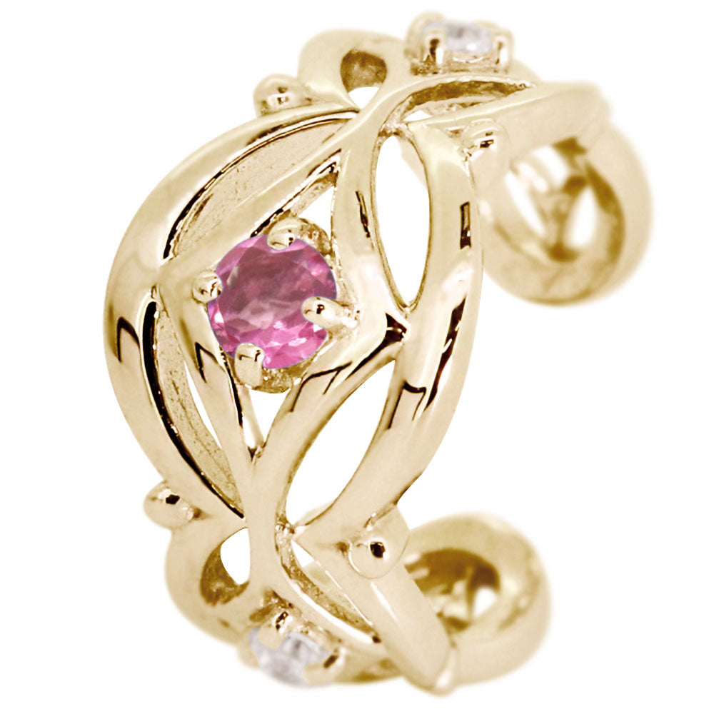 イヤカフ レディース ノンホールピアス ひし形 軟骨 女性 K10 K18 PT900 選べる誕生石 天然石 Ear Cuff 重ね付け イヤーカフ 菱形 片耳用