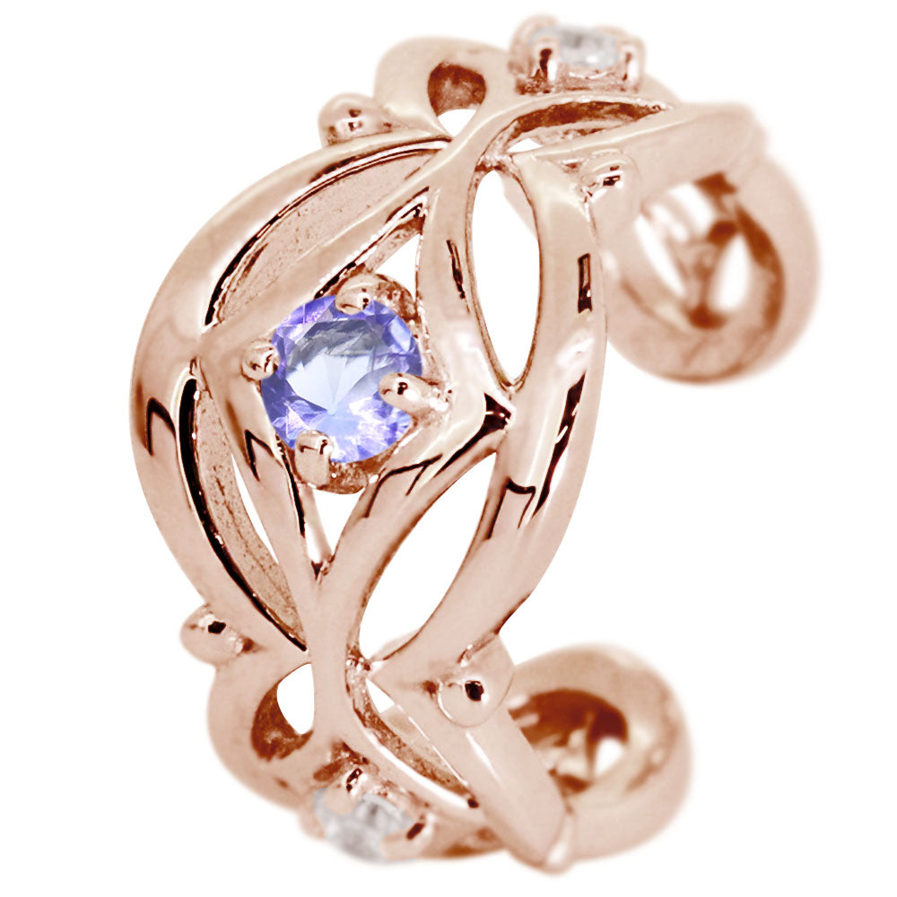 イヤカフ レディース ノンホールピアス ひし形 軟骨 女性 K10 K18 PT900 選べる誕生石 天然石 Ear Cuff 重ね付け イヤーカフ 菱形 片耳用