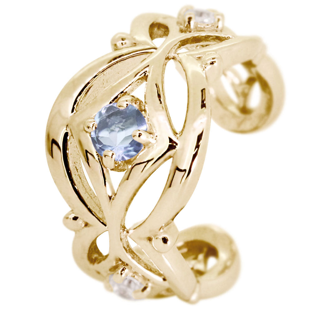 イヤカフ レディース ノンホールピアス ひし形 軟骨 女性 K10 K18 PT900 選べる誕生石 天然石 Ear Cuff 重ね付け イヤーカフ 菱形 片耳用