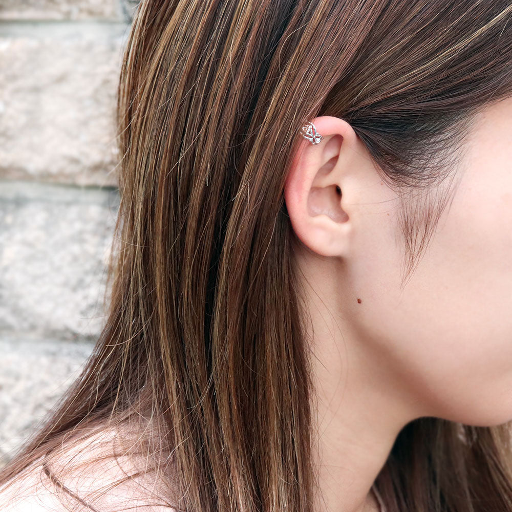 イヤカフ レディース ノンホールピアス ひし形 軟骨 女性 K10 K18 PT900 選べる誕生石 天然石 Ear Cuff 重ね付け イヤーカフ 菱形 片耳用