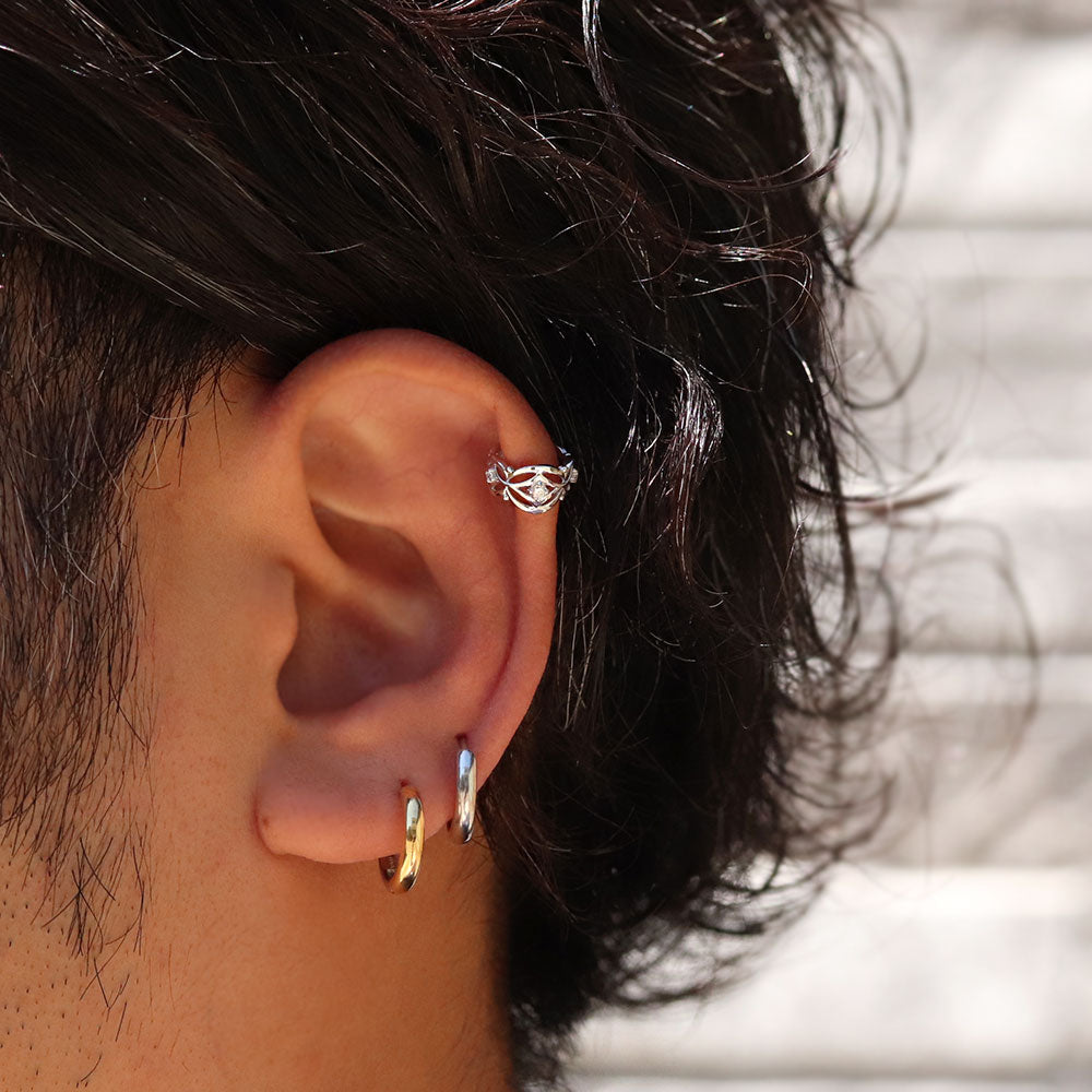 イヤカフ レディース ノンホールピアス ひし形 軟骨 女性 K10 K18 PT900 選べる誕生石 天然石 Ear Cuff 重ね付け イヤーカフ 菱形 片耳用