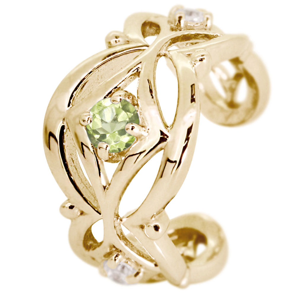 イヤカフ レディース ノンホールピアス ひし形 軟骨 女性 K10 K18 PT900 選べる誕生石 天然石 Ear Cuff 重ね付け イヤーカフ 菱形 片耳用
