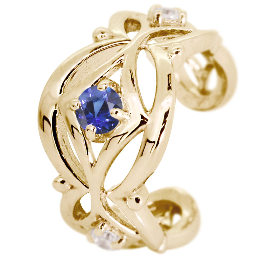 イヤカフ レディース ノンホールピアス ひし形 軟骨 女性 K10 K18 PT900 選べる誕生石 天然石 Ear Cuff 重ね付け イヤーカフ 菱形 片耳用