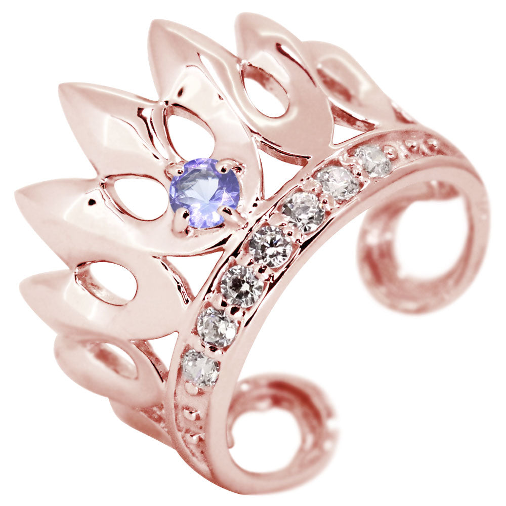 王冠 イヤーカフ メンズ ダイヤモンド 選べる誕生石 k10 k18 pt900 sv925 クラウン 天然石 ティアラ ノンホールピアス お揃い 片耳用