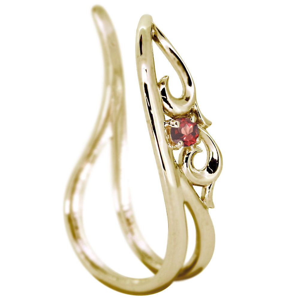 アラベスク 大ぶり Ear Cuff イヤーカフ レディース 一粒 選べる誕生石 天然石 K10 K18 PT900 SV925 唐草 2連 イヤリング 片耳用 earrings