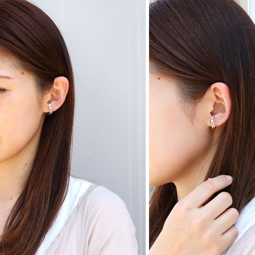 アラベスク 大ぶり Ear Cuff イヤーカフ レディース 一粒 選べる誕生石 天然石 K10 K18 PT900 SV925 唐草 2連 イヤリング 片耳用 earrings