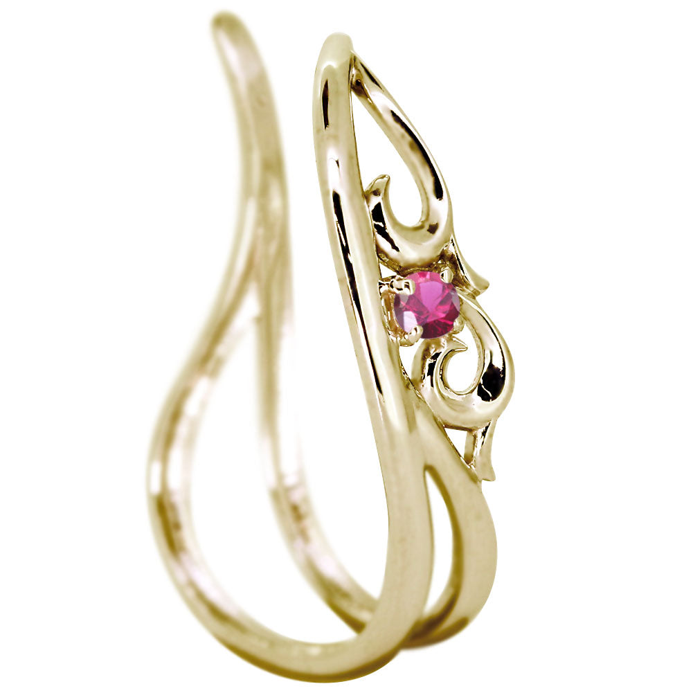 アラベスク 大ぶり Ear Cuff イヤーカフ レディース 一粒 選べる誕生石 天然石 K10 K18 PT900 SV925 唐草 2連 イヤリング 片耳用 earrings