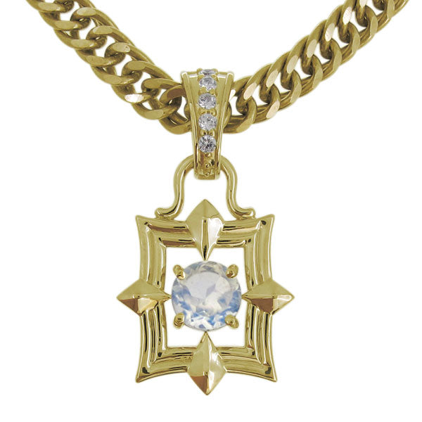 メンズ ペンダント 喜平チェーン スクエア 大粒 天然石 選べる誕生石 mens pendant necklace square diamond 四角 ネックレス K10 K18 PT900 SV925