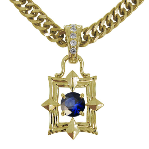 メンズ ペンダント 喜平チェーン スクエア 大粒 天然石 選べる誕生石 mens pendant necklace square diamond 四角 ネックレス K10 K18 PT900 SV925