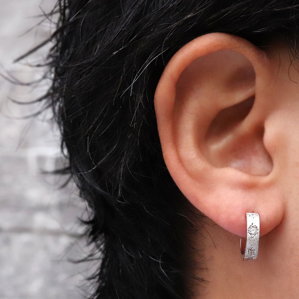フープピアス メンズ ピアス 選べる誕生石 中折れ フープ 洋彫り 片耳 キャッチレス 彫り 天然石 k10 k18 pt900 sv925