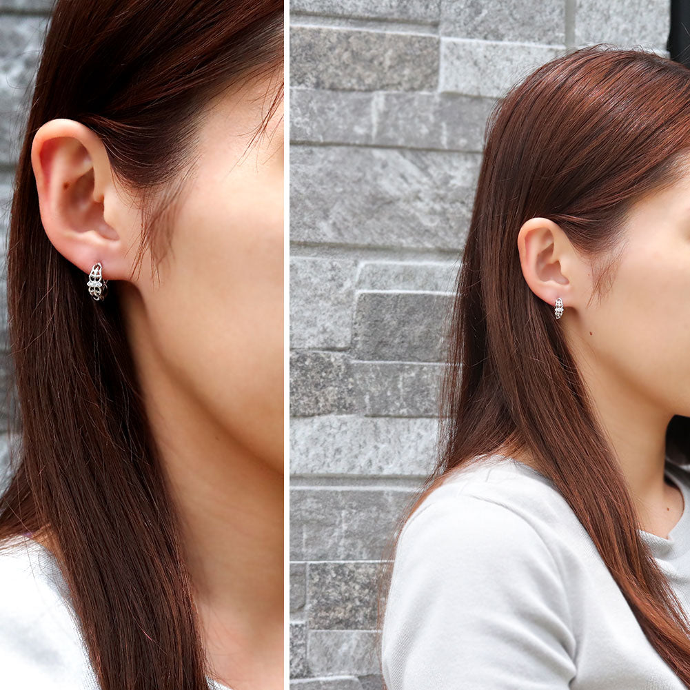 フープピアス メンズ ピアス 十字架 中折れ式 10金 18金 プラチナ シルバー 片耳用 選べる誕生石 Hoop Pierce Croee 天然石 透かし クロス