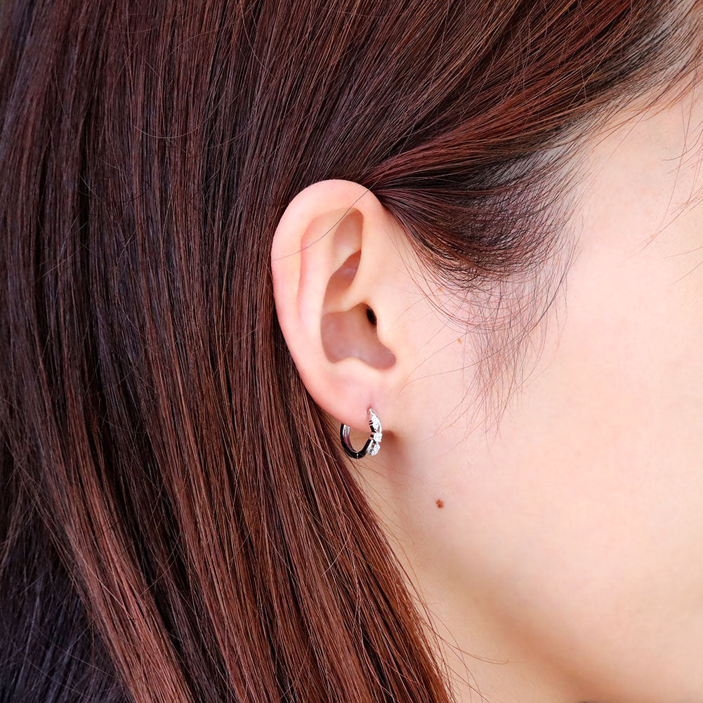 レディース フープピアス クロス 交差 選べる誕生石 k10 k18 pt900 sv925 天然石 中折れ式 両耳 Ladies Hoop Pierce Croee