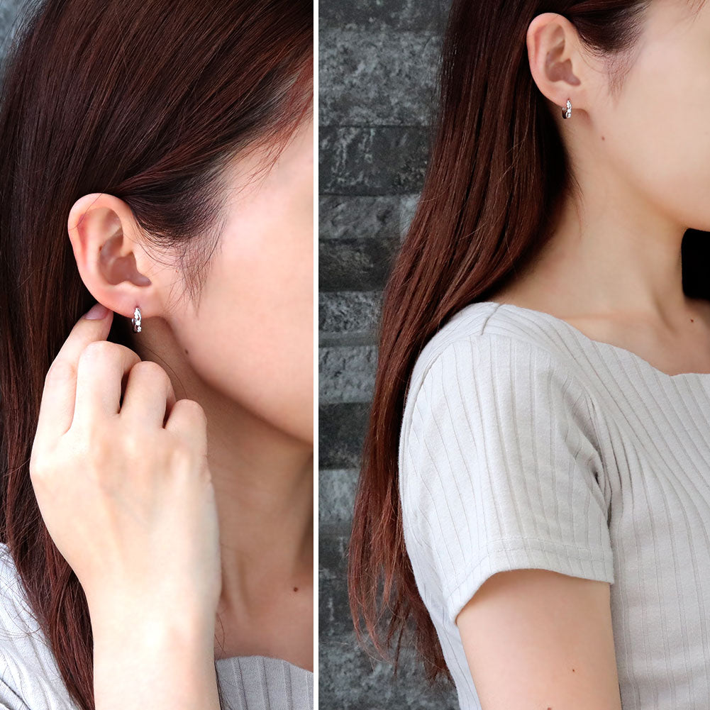 レディース フープピアス クロス 交差 選べる誕生石 k10 k18 pt900 sv925 天然石 中折れ式 両耳 Ladies Hoop Pierce Croee