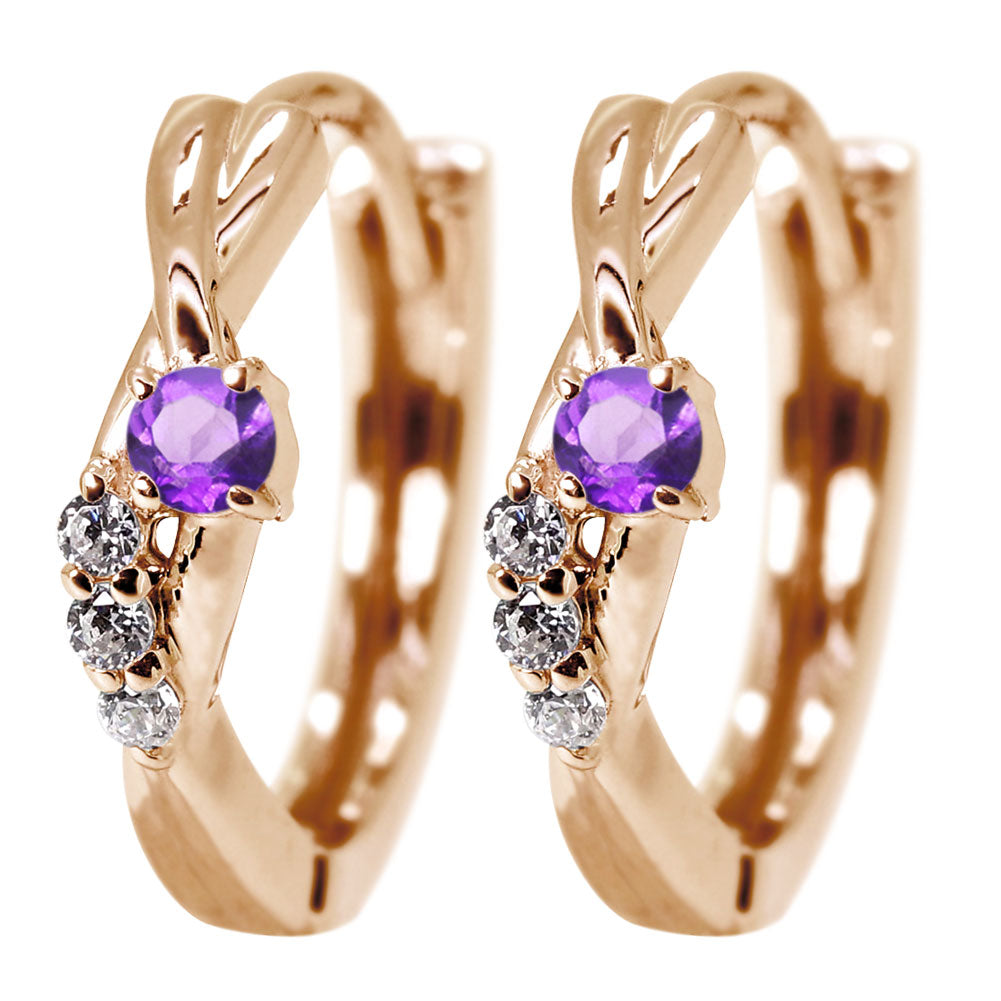 中折れ式 フープピアス レディース クロスライン 選べる誕生石 天然石 交差 X 両耳 Ladies Hoop Pierce Croee 10金 18金 プラチナ シルバー