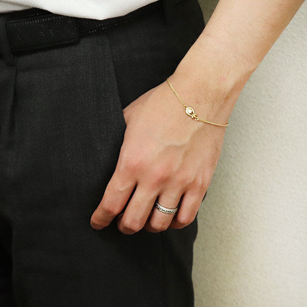 馬蹄 メンズ ブレスレット 喜平 K18YG 選べる誕生石 一粒 天然石 イエローゴールド 18金製 ホースシュー 18K メンズブレスレット 喜平チェーン