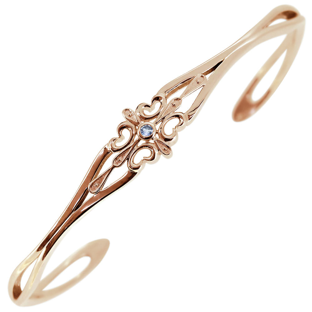 クロス バングル メンズ 透かし 十字架 選べる誕生石 一粒 天然石 Mens Bangle Cross Birthstone 細め メンズブレス 10金 18金 プラチナ シルバー