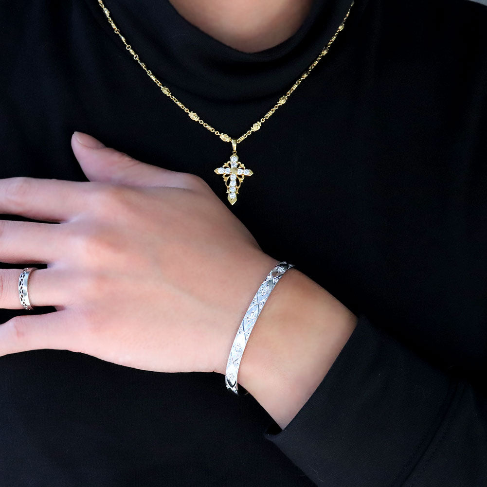 ペア バングル シルバー ペアブレスレット 2個セット 彫り 格子 カップル 夫婦 プレゼント 誕生石 選べる プラチナ 18金 10金 彫金 (品番 mpb-0083-b-pair)