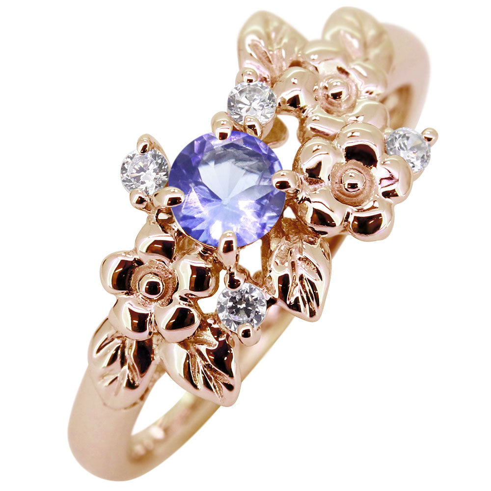 フラワーリング 指輪 レディース 選べる誕生石 花 フラワーモチーフ 女性 おしゃれ 母の日 プレゼント 天然石 pt900 K18 K10 SV925 (品番 mpr-0009)