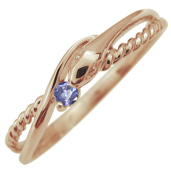 スネーク リング 指輪 レディース K10 K18 Pt900 SV925 ヘビ ピンキーリング 一粒 誕生石 蛇 女性 ロープ 蛇の指輪 選べる誕生石(品番 mr-0111)