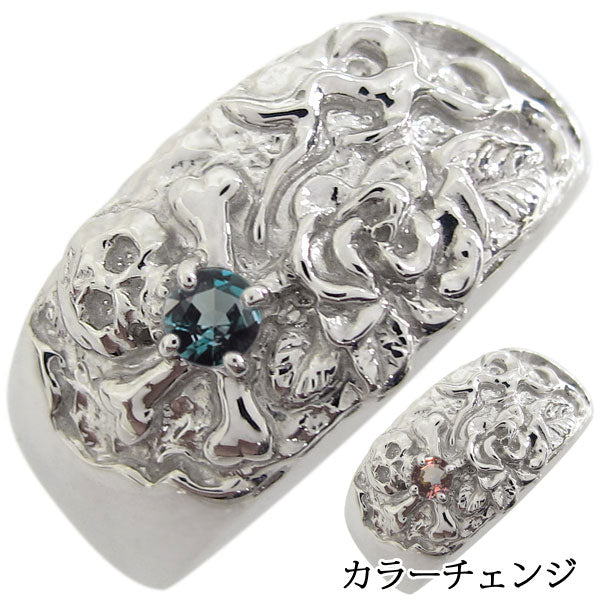 ドクロ リング メンズ シルバー 指輪 バラ 10k 18k pt900 sv925 誕生石 スカル 薔薇 太め メンズリング 天然石 選べる誕生石 骸骨 (品番 mr-0219)