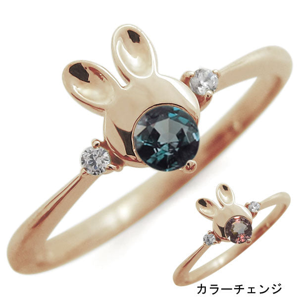 ウサギ 指輪 レディース 天然石 うさぎ ラビット リング 一粒 10金 18金 シルバー プラチナ 選べる誕生石 アニマル 可愛い 兎 (品番 mr-0245)