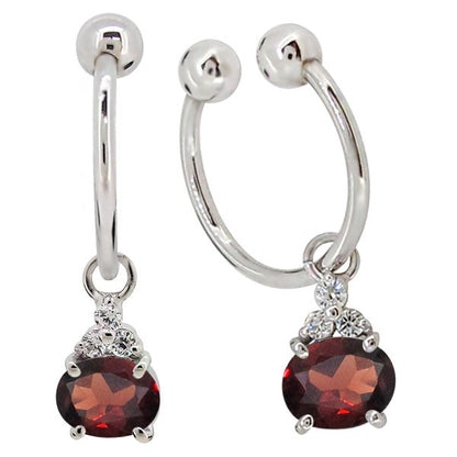 揺れる イヤーカフ レディース オーバル 大粒 フープイヤリング 選べる誕生石 Oval Hoop Earring 天然石 10金 18金 プラチナ チャーム 両耳用