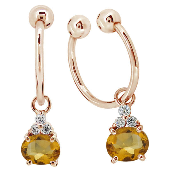 揺れる イヤーカフ レディース オーバル 大粒 フープイヤリング 選べる誕生石 Oval Hoop Earring 天然石 10金 18金 プラチナ チャーム 両耳用
