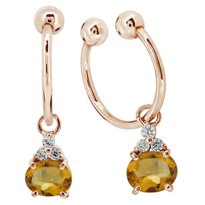 揺れる イヤーカフ レディース オーバル 大粒 フープイヤリング 選べる誕生石 Oval Hoop Earring 天然石 10金 18金 プラチナ チャーム 両耳用