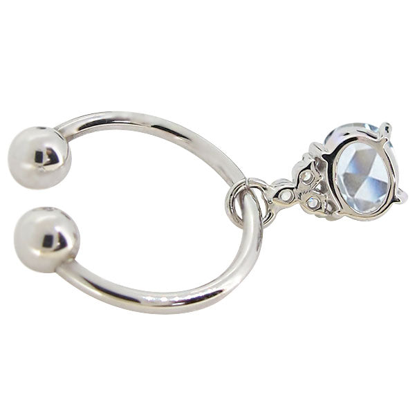 揺れる イヤーカフ レディース オーバル 大粒 フープイヤリング 選べる誕生石 Oval Hoop Earring 天然石 10金 18金 プラチナ チャーム 両耳用