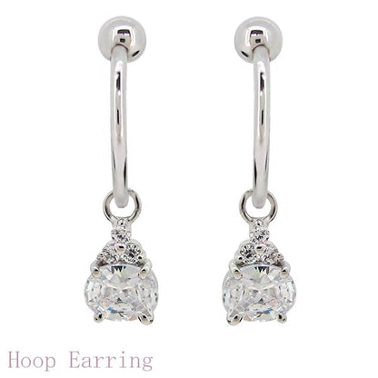揺れる イヤーカフ レディース オーバル 大粒 フープイヤリング 選べる誕生石 Oval Hoop Earring 天然石 10金 18金 プラチナ チャーム 両耳用
