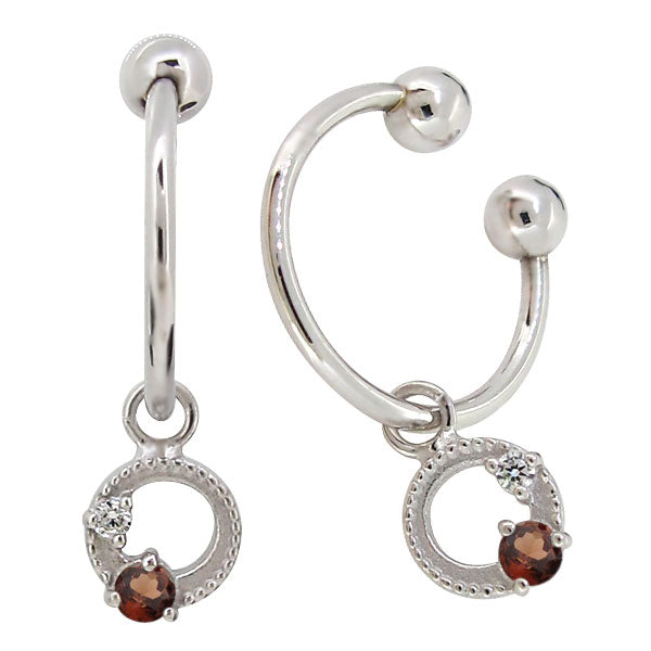 イヤーカフ レディース フープイヤリング 揺れる 月 星 選べる誕生石 Charm Hoop Earring 両耳用 天然石 k10 k18 pt900 moon star birthstone