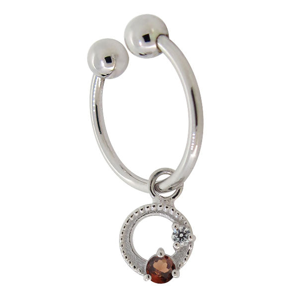 イヤーカフ レディース フープイヤリング 揺れる 月 星 選べる誕生石 Charm Hoop Earring 両耳用 天然石 k10 k18 pt900 moon star birthstone