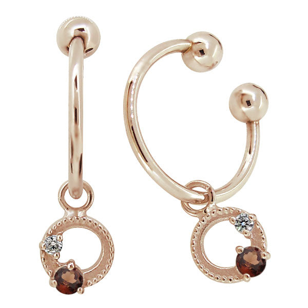 イヤーカフ レディース フープイヤリング 揺れる 月 星 選べる誕生石 Charm Hoop Earring 両耳用 天然石 k10 k18 pt900 moon star birthstone