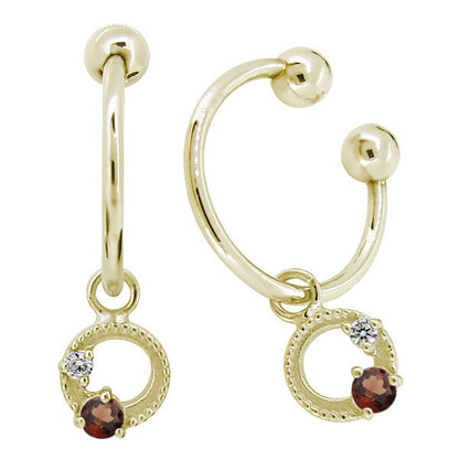 イヤーカフ レディース フープイヤリング 揺れる 月 星 選べる誕生石 Charm Hoop Earring 両耳用 天然石 k10 k18 pt900 moon star birthstone