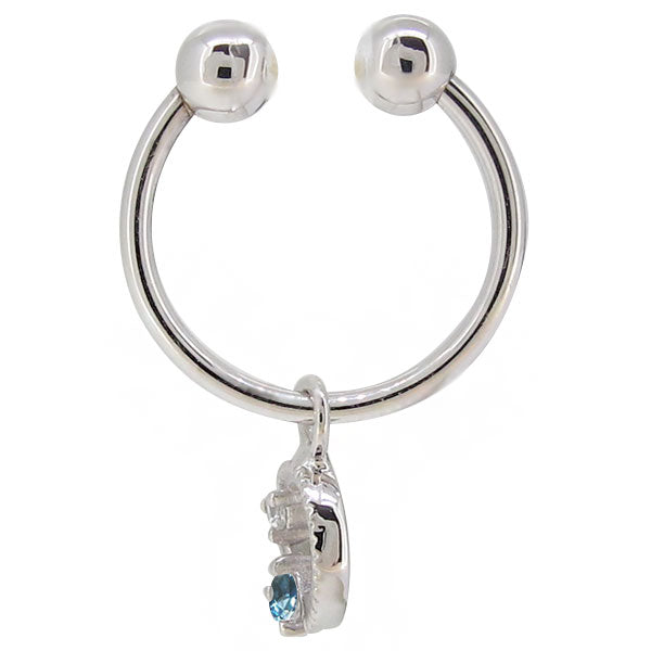 イヤーカフ レディース フープイヤリング 揺れる 月 星 選べる誕生石 Charm Hoop Earring 両耳用 天然石 k10 k18 pt900 moon star birthstone