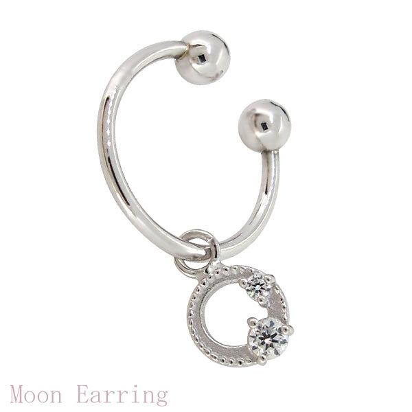 イヤーカフ レディース フープイヤリング 揺れる 月 星 選べる誕生石 Charm Hoop Earring 両耳用 天然石 k10 k18 pt900 moon star birthstone