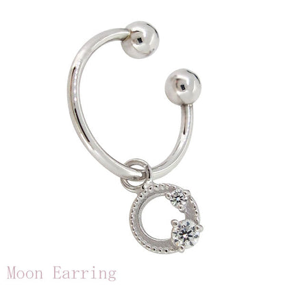 イヤーカフ レディース フープイヤリング 揺れる 月 星 選べる誕生石 Charm Hoop Earring 両耳用 天然石 k10 k18 pt900 moon star birthstone