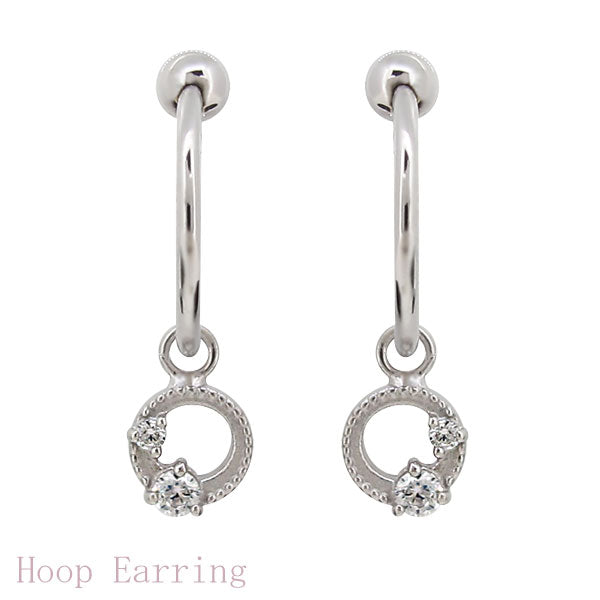 イヤーカフ レディース フープイヤリング 揺れる 月 星 選べる誕生石 Charm Hoop Earring 両耳用 天然石 k10 k18 pt900 moon star birthstone
